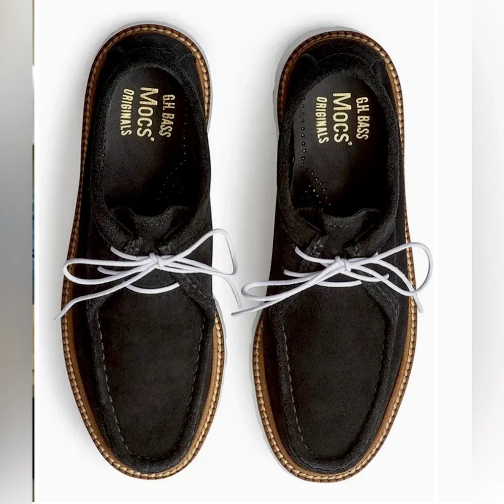 G.H.BASS $190 Women’s Wallace Platform Loafer Leather Suede Shoes Size 6 New_3